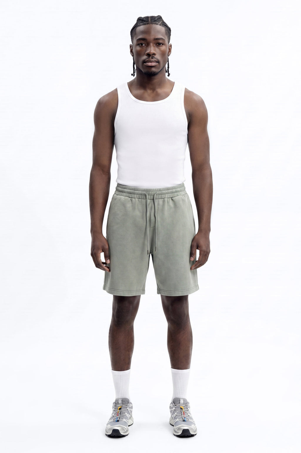 Soft Touch Washed Interlock Relaxed Sweatshort - Olive image 1