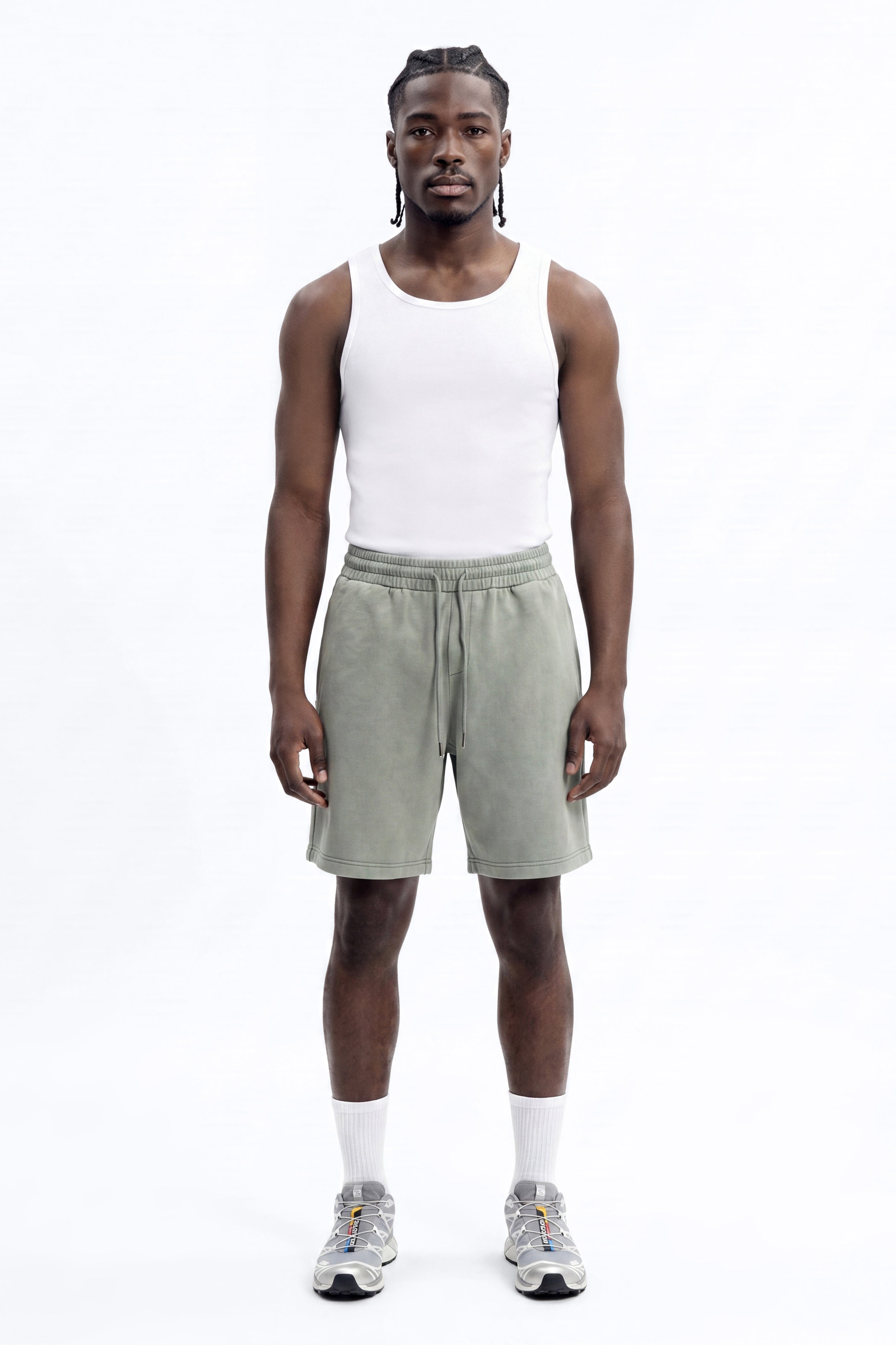 Soft Touch Washed Interlock Relaxed Sweatshort - Olive image 1