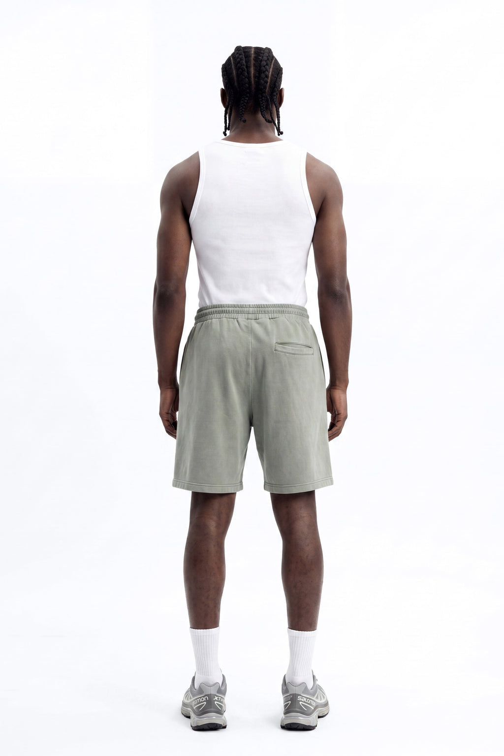 Soft Touch Washed Interlock Relaxed Sweatshort - Olive image 3