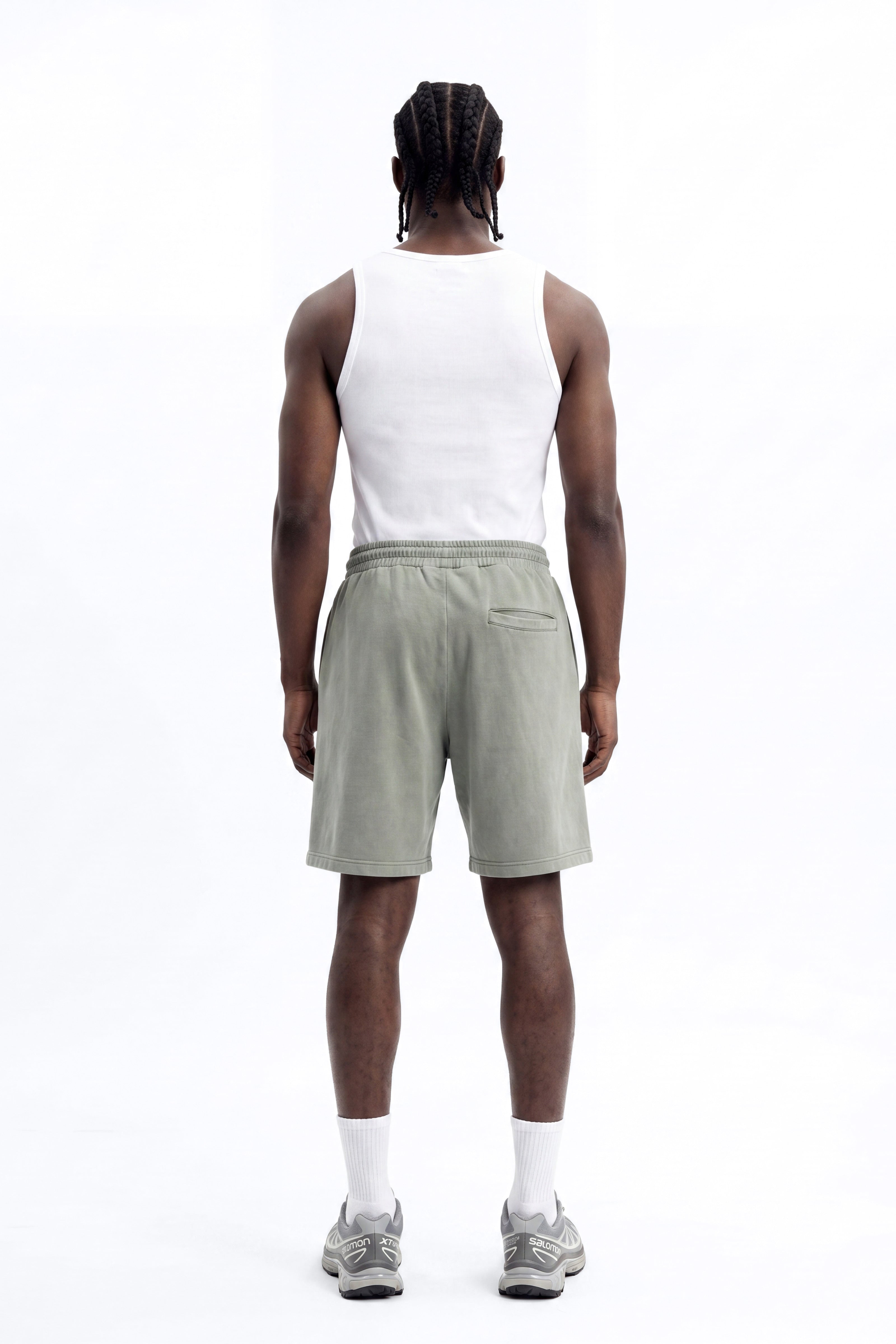 Soft Touch Washed Interlock Relaxed Sweatshort - Olive image 3