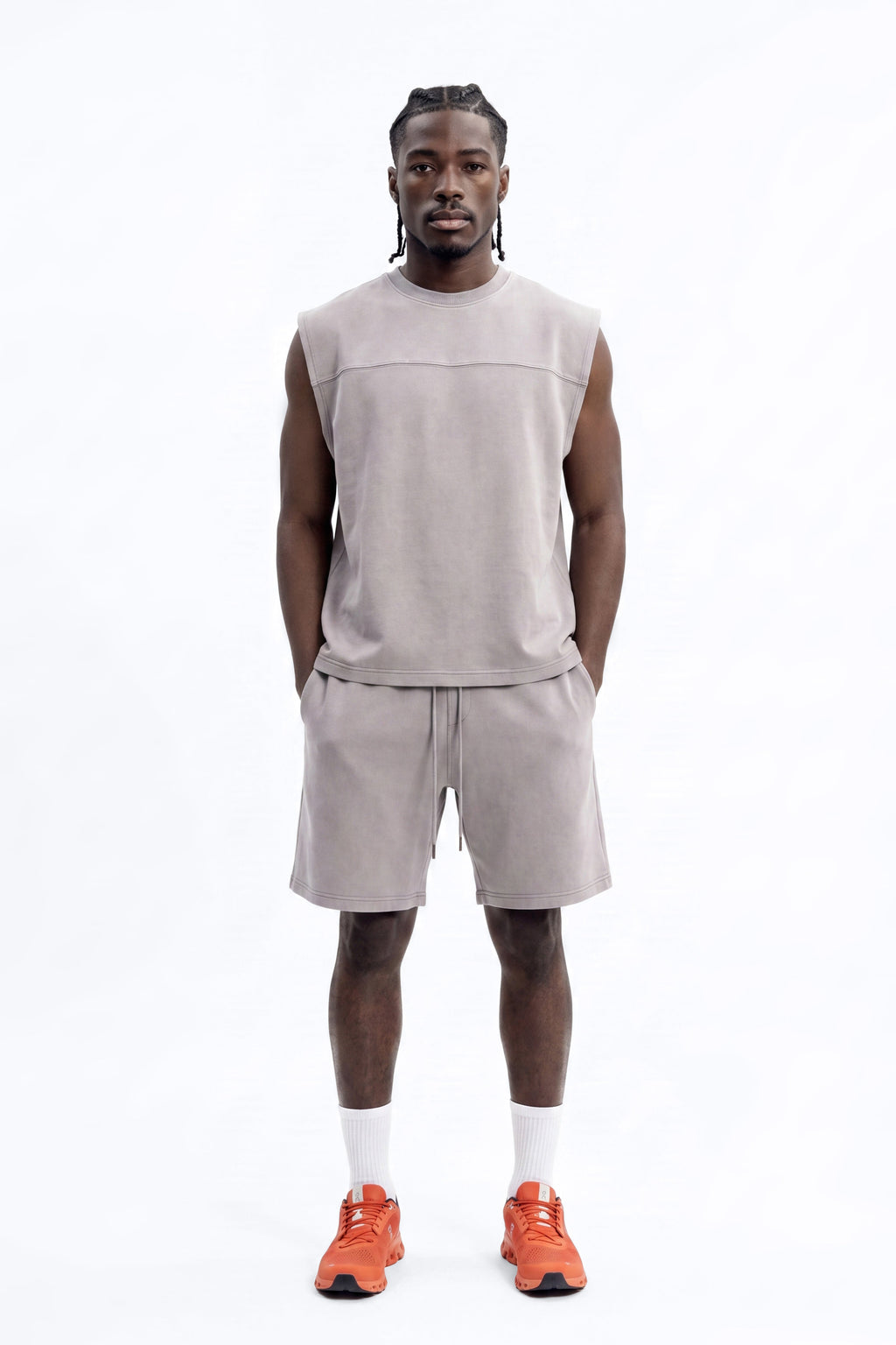 Soft Touch Washed Interlock Relaxed Sweatshort - Grey image 1