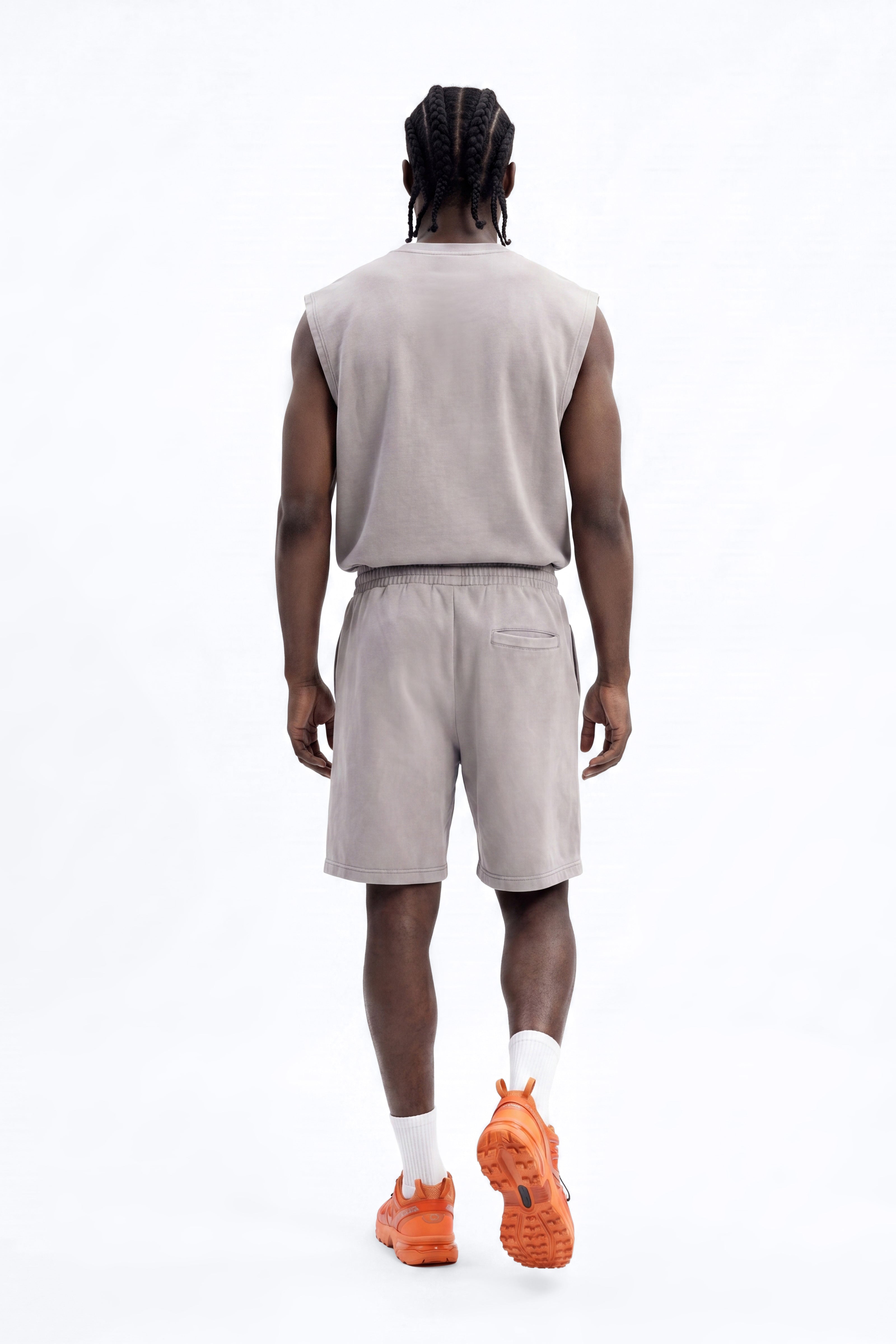 Soft Touch Washed Interlock Relaxed Sweatshort - Grey image 3