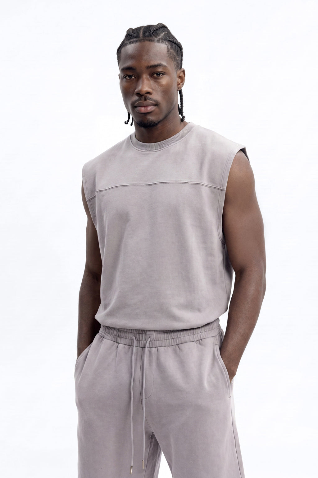 Soft Touch Washed Interlock Relaxed Sweatshort - Grey image 2