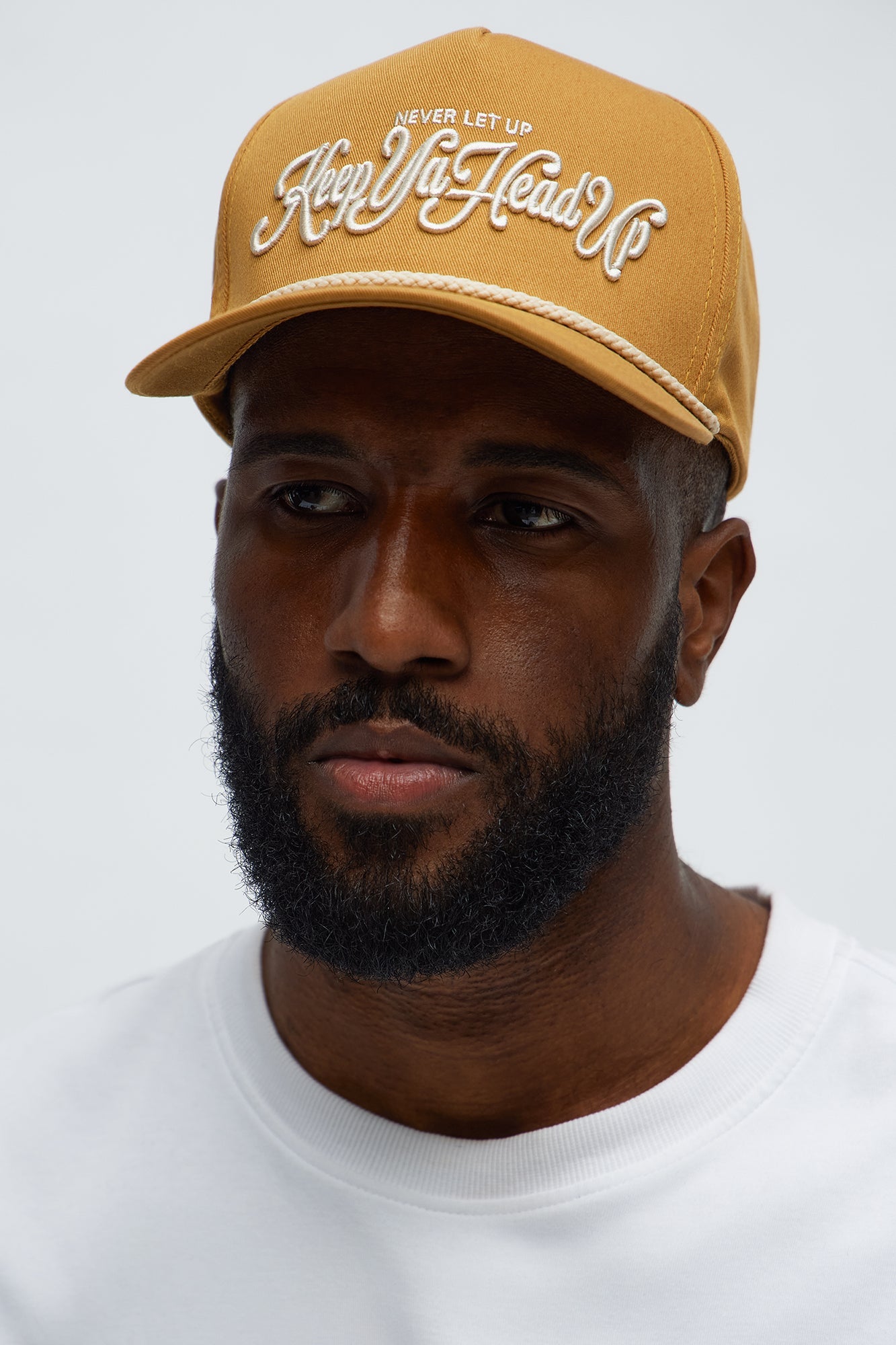 Never Let Up Structured Snapback Hat - Mustard image 1