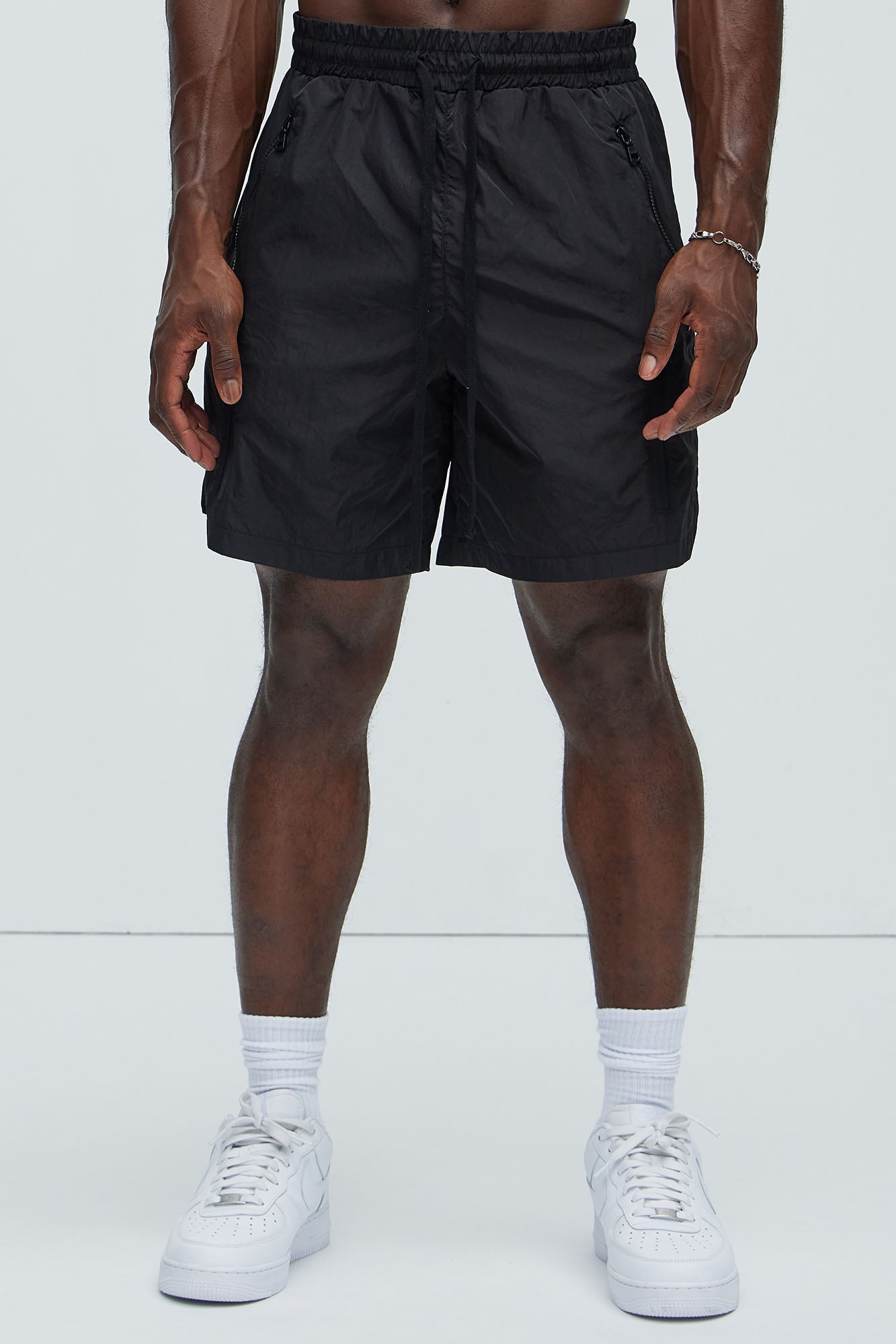 Miles Zip Up Lounge Shorts - Black image 1