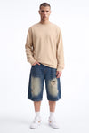 Destructed Apex Baggy Denim Short - Dark Wash image 1