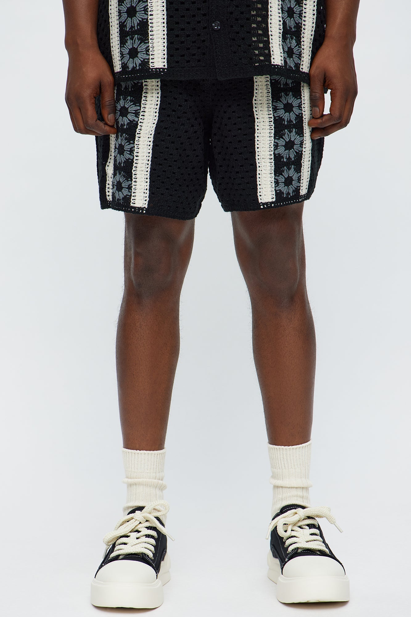 Crochet Panel Short - Black/combo image 1