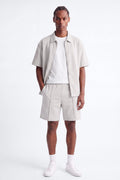 Structured Fleece Pintuck Relaxed Short - Light Grey image 1