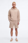Structured Fleece Pintuck Relaxed Short - Tan image 1