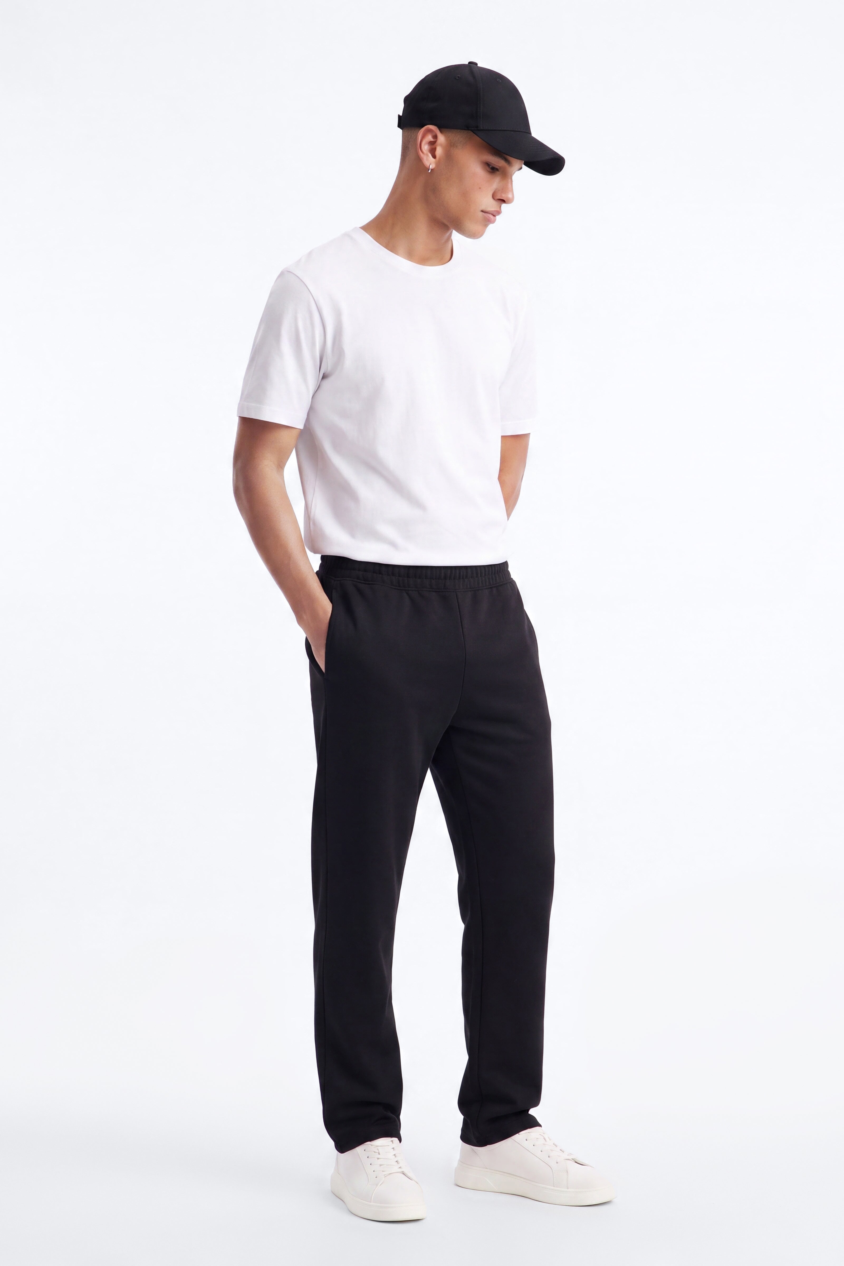 Structured Fleece Straight Sweatpant - Black image 1