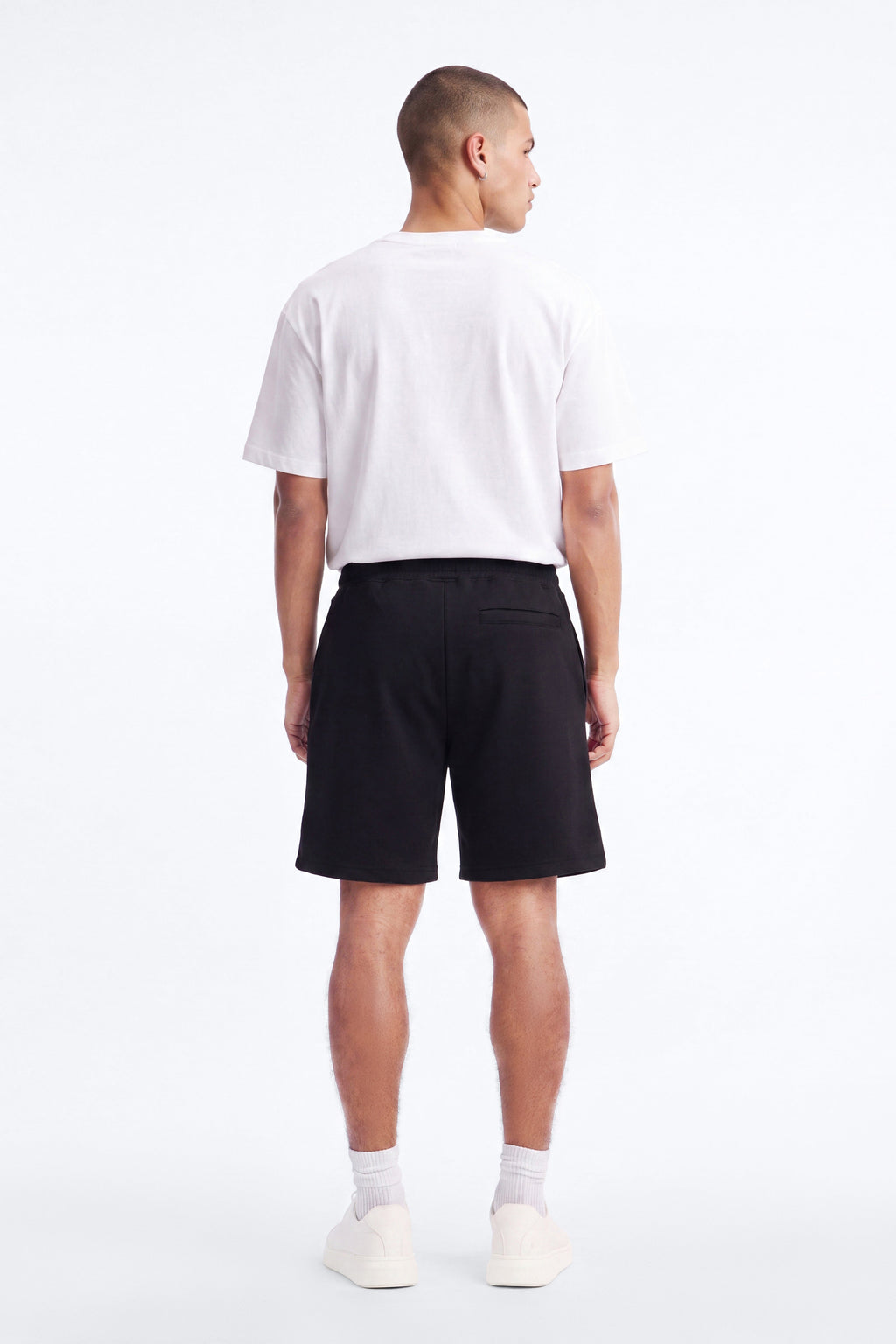 Structured Fleece Pintuck Relaxed Short - Black image 3