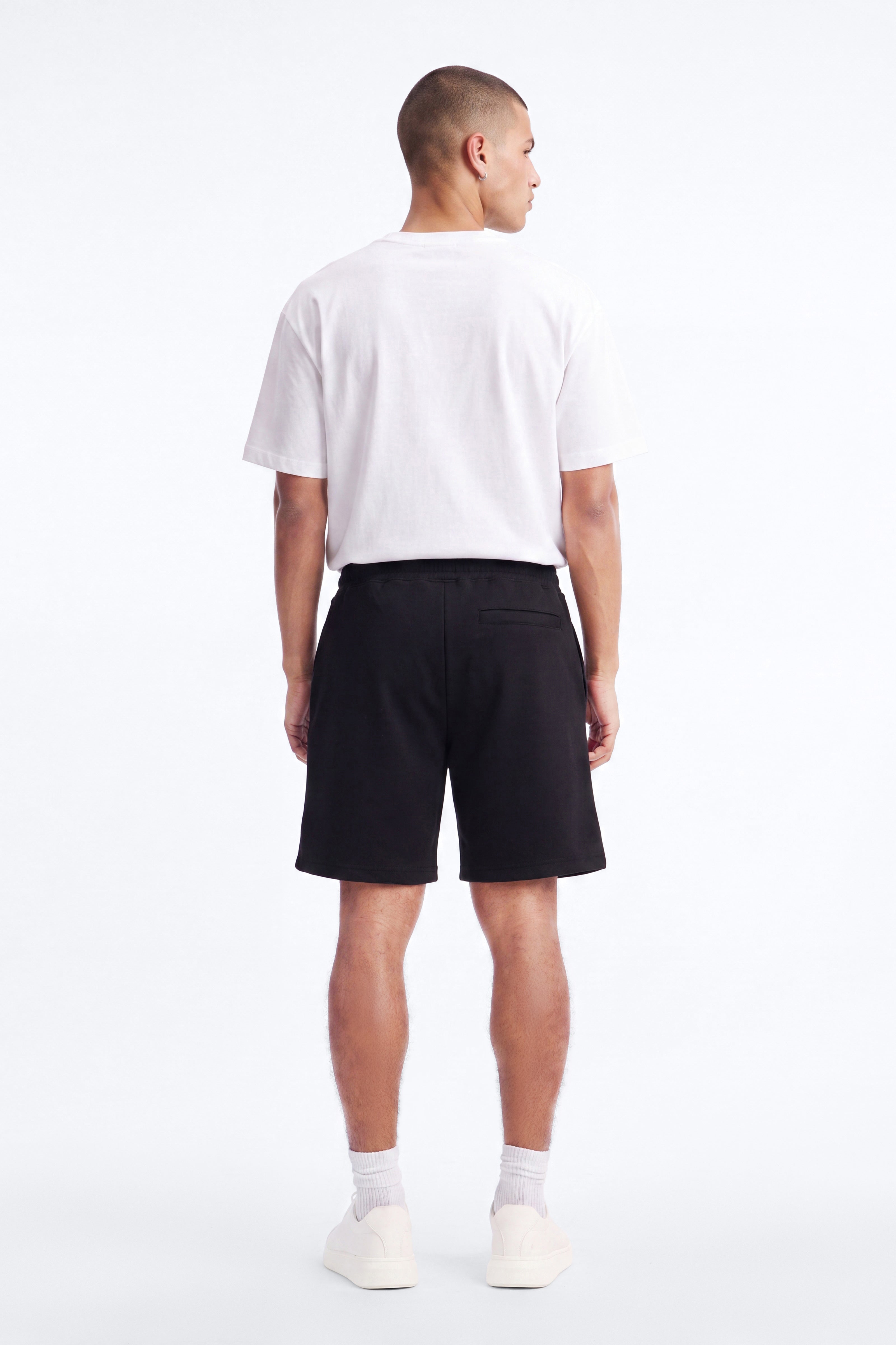 Structured Fleece Pintuck Relaxed Short - Black image 3