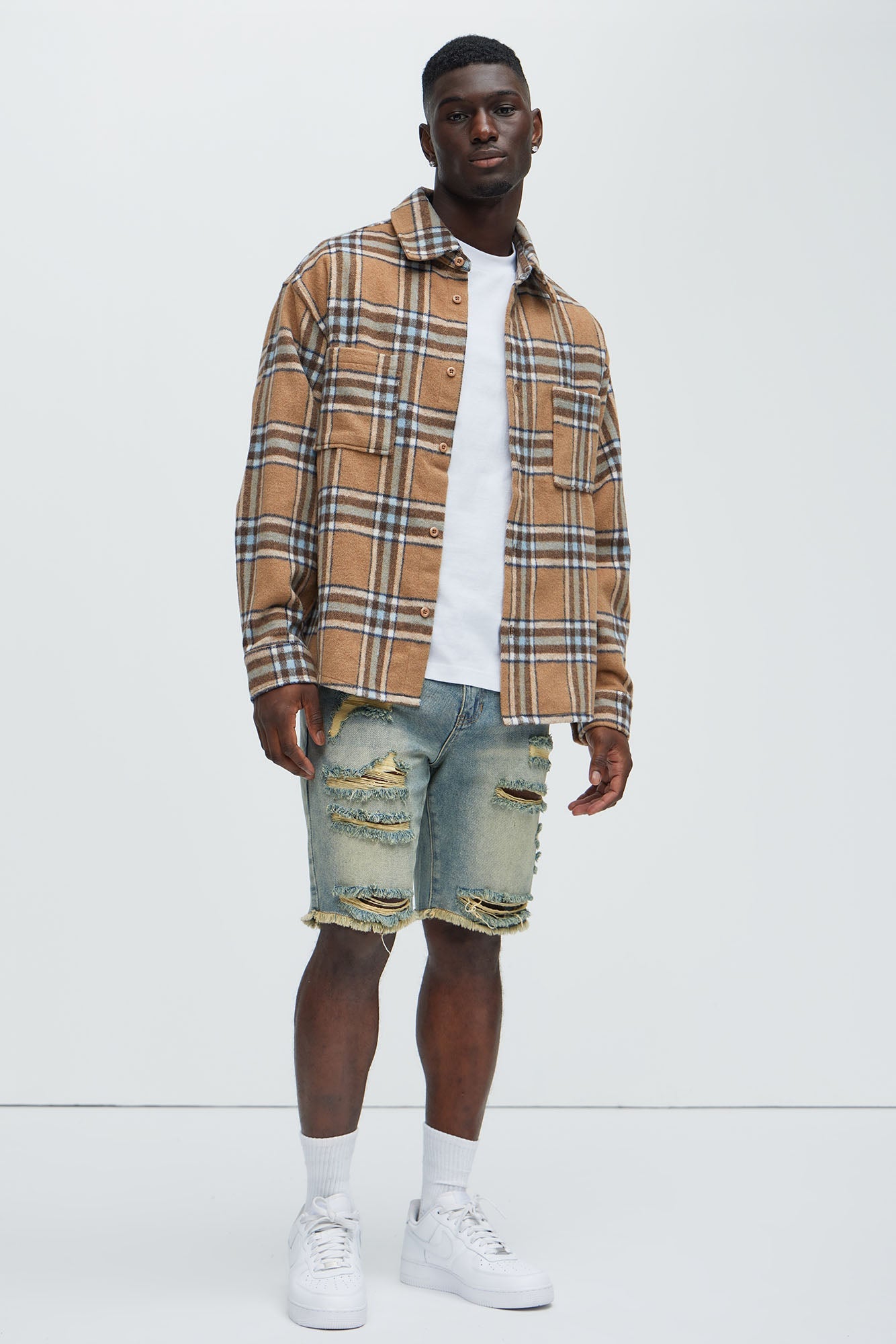 Back To It Distressed Raw Hem Slim Denim Shorts - Vintage Wash image 2