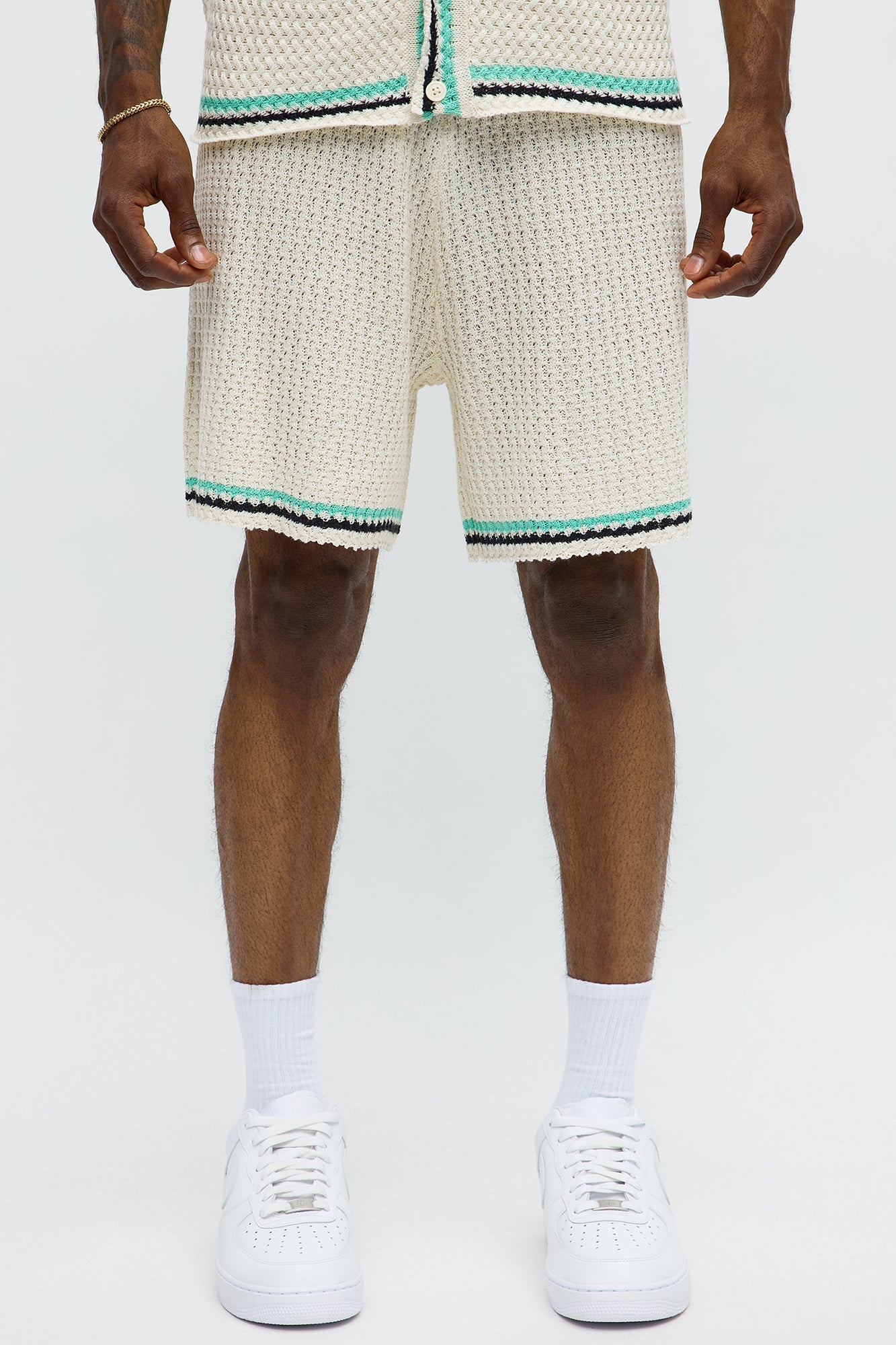 Relaxed Vacay Knit Shorts - Cream/combo image 1