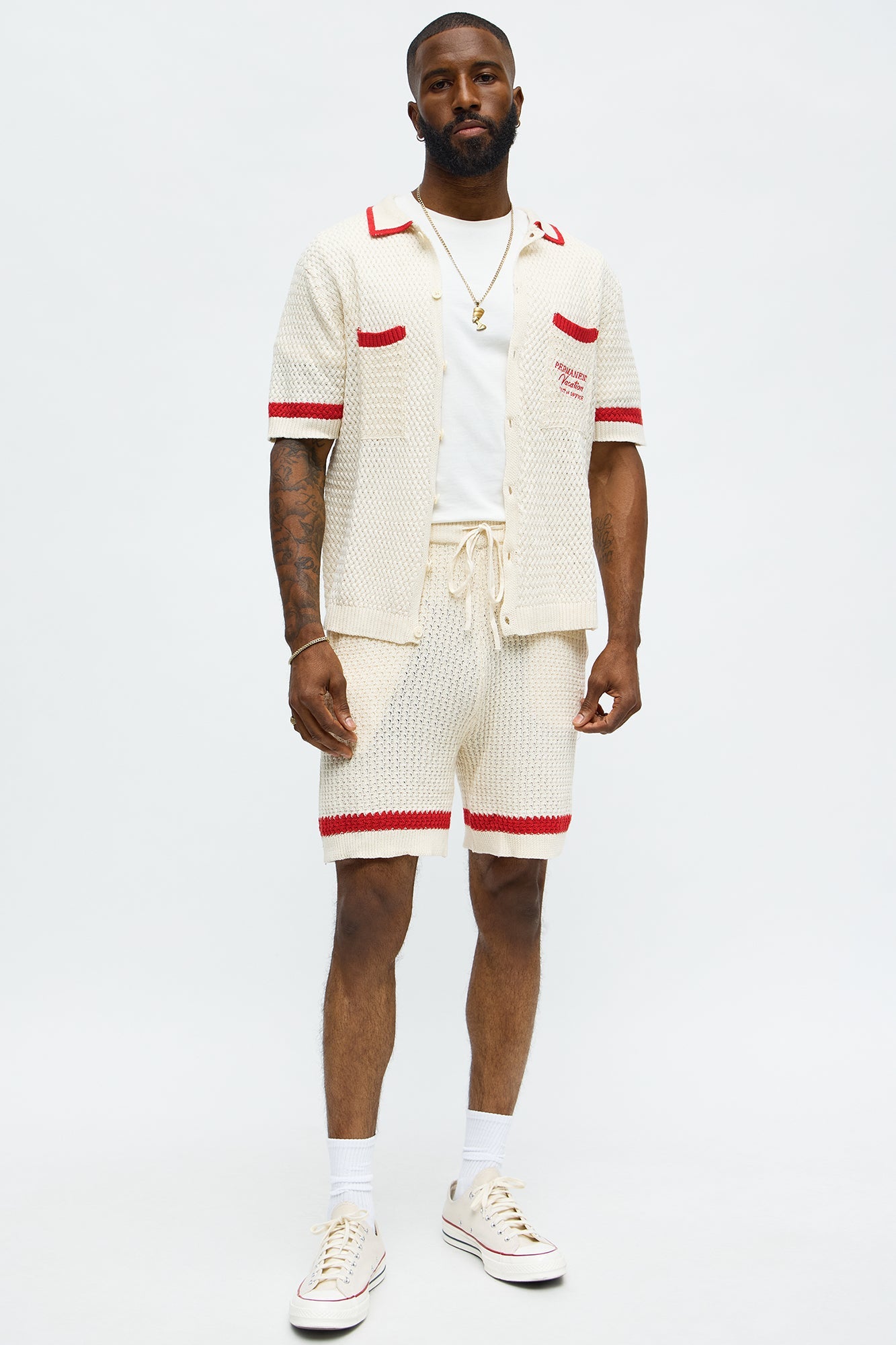 Relaxed Margarita Knit Shorts - Red/White image 2