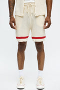 Relaxed Margarita Knit Shorts - Red/White image 1