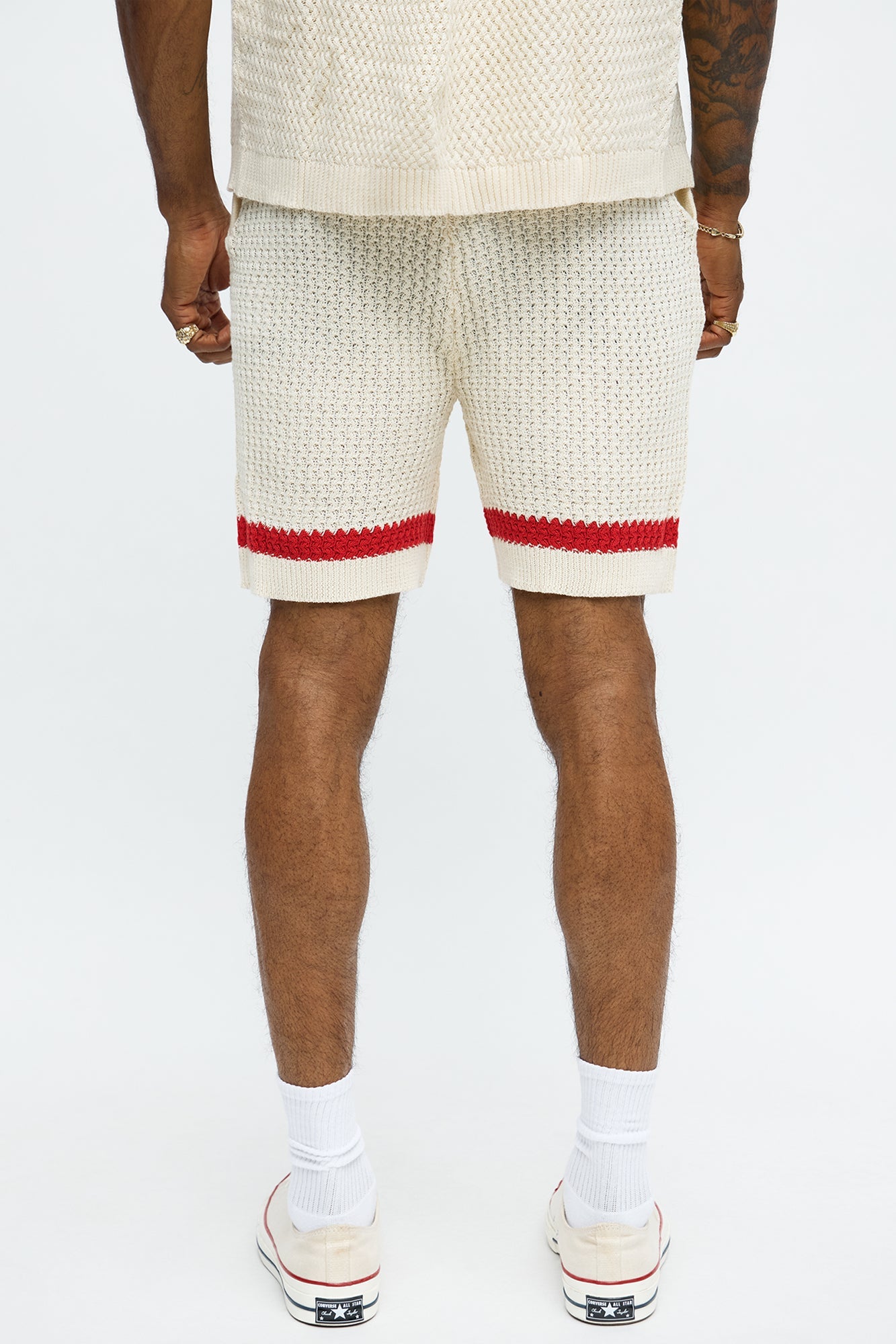 Relaxed Margarita Knit Shorts - Red/White image 4
