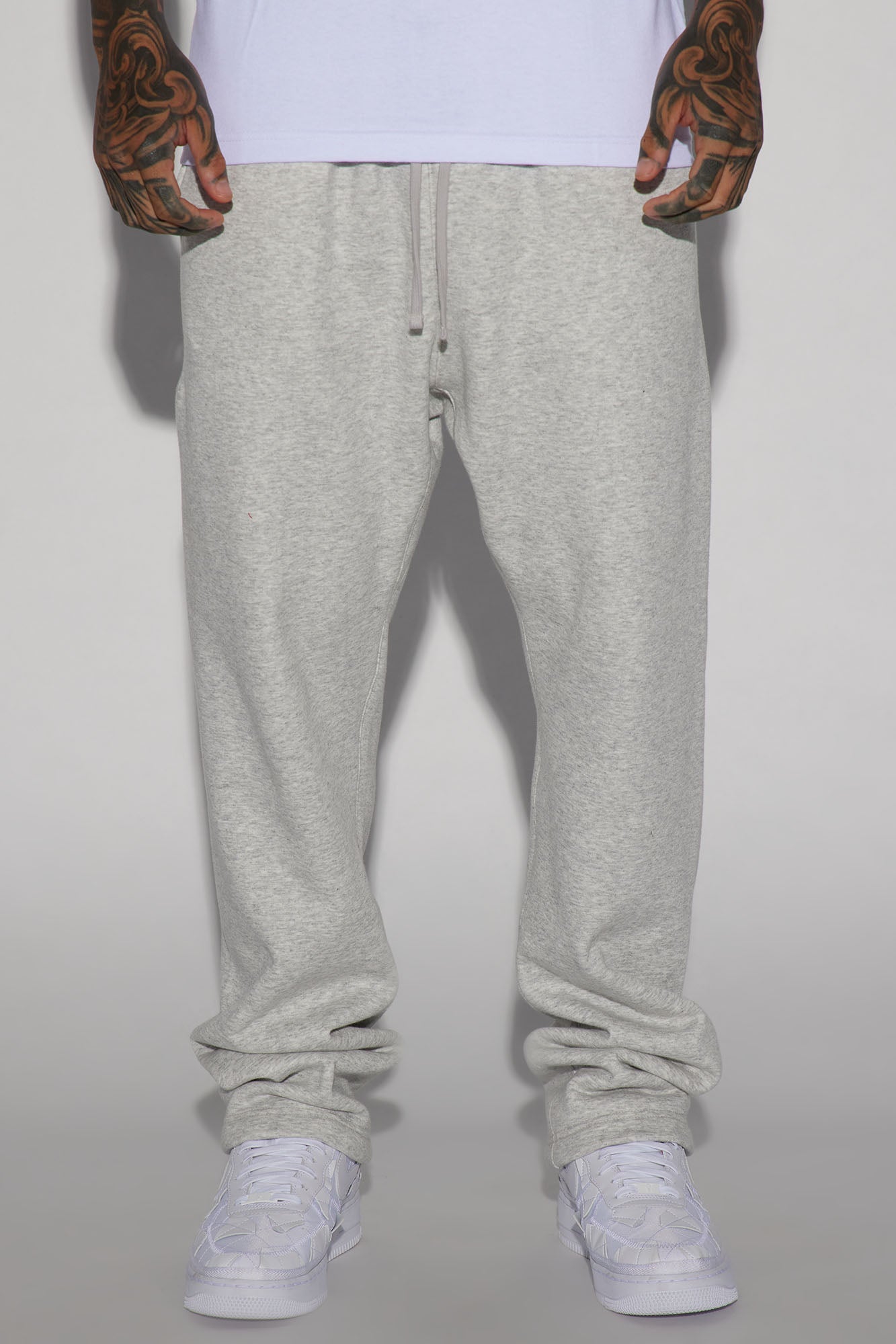 Tyson Heavyweight Straight Sweatpants - Heather Grey image 1