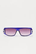 Flat Top Frame Colored Lens Sunglasses - Navy image 1