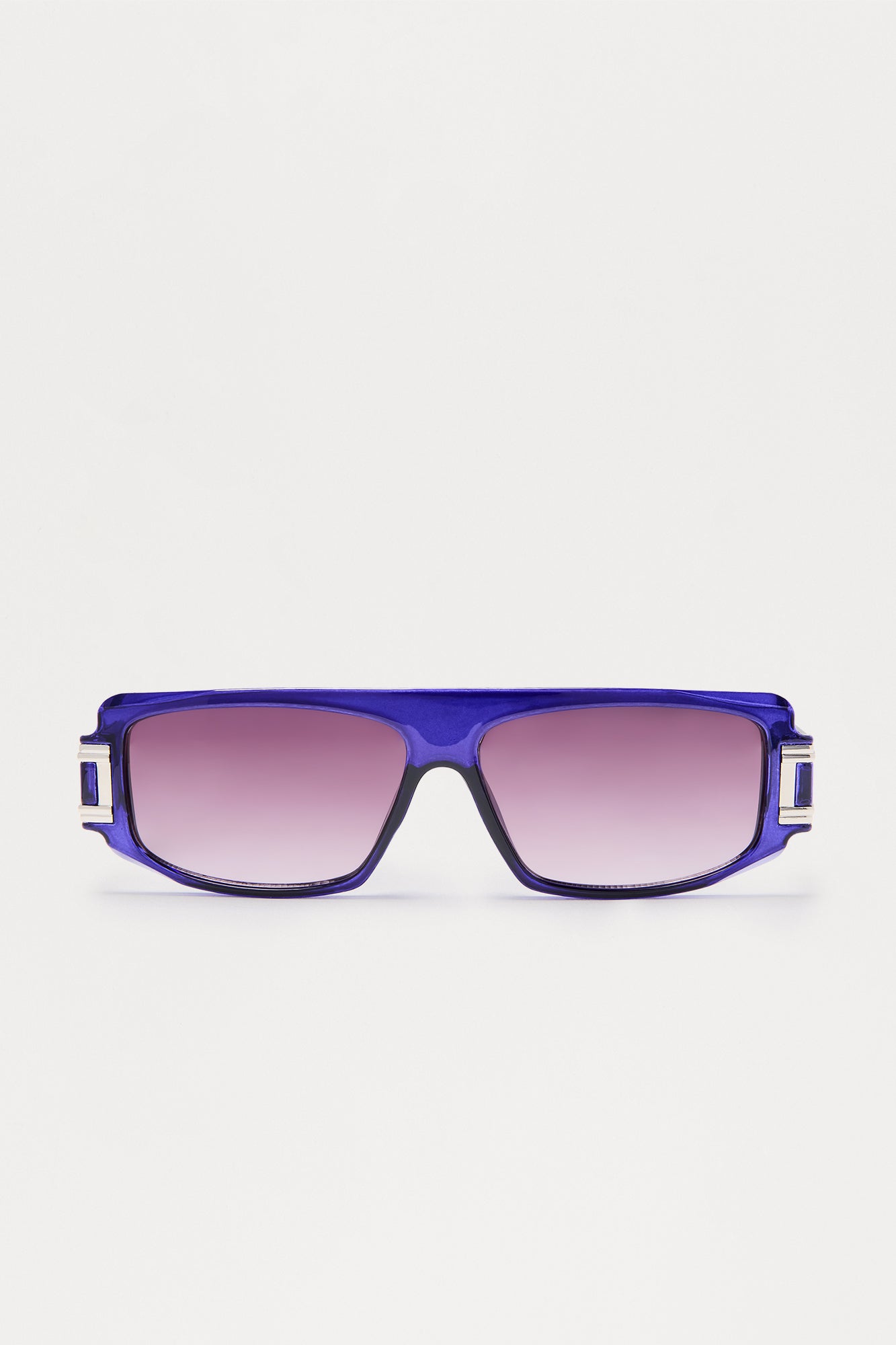 Flat Top Frame Colored Lens Sunglasses - Navy image 1
