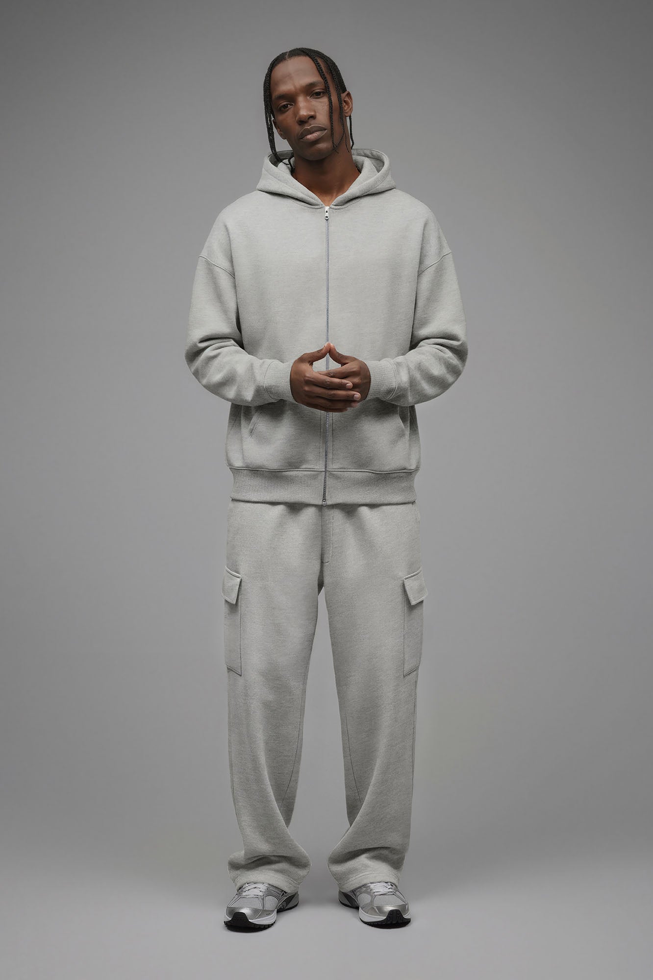 410 Baggy Cargo Sweatpants - Heather Grey image 1
