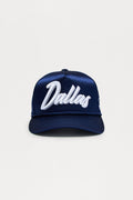Dallas TX Satin Structured Snapback Hat - Navy image 1