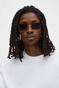 Frameless Geometric Colored Lens Sunglasses - Black/Smoke image 1