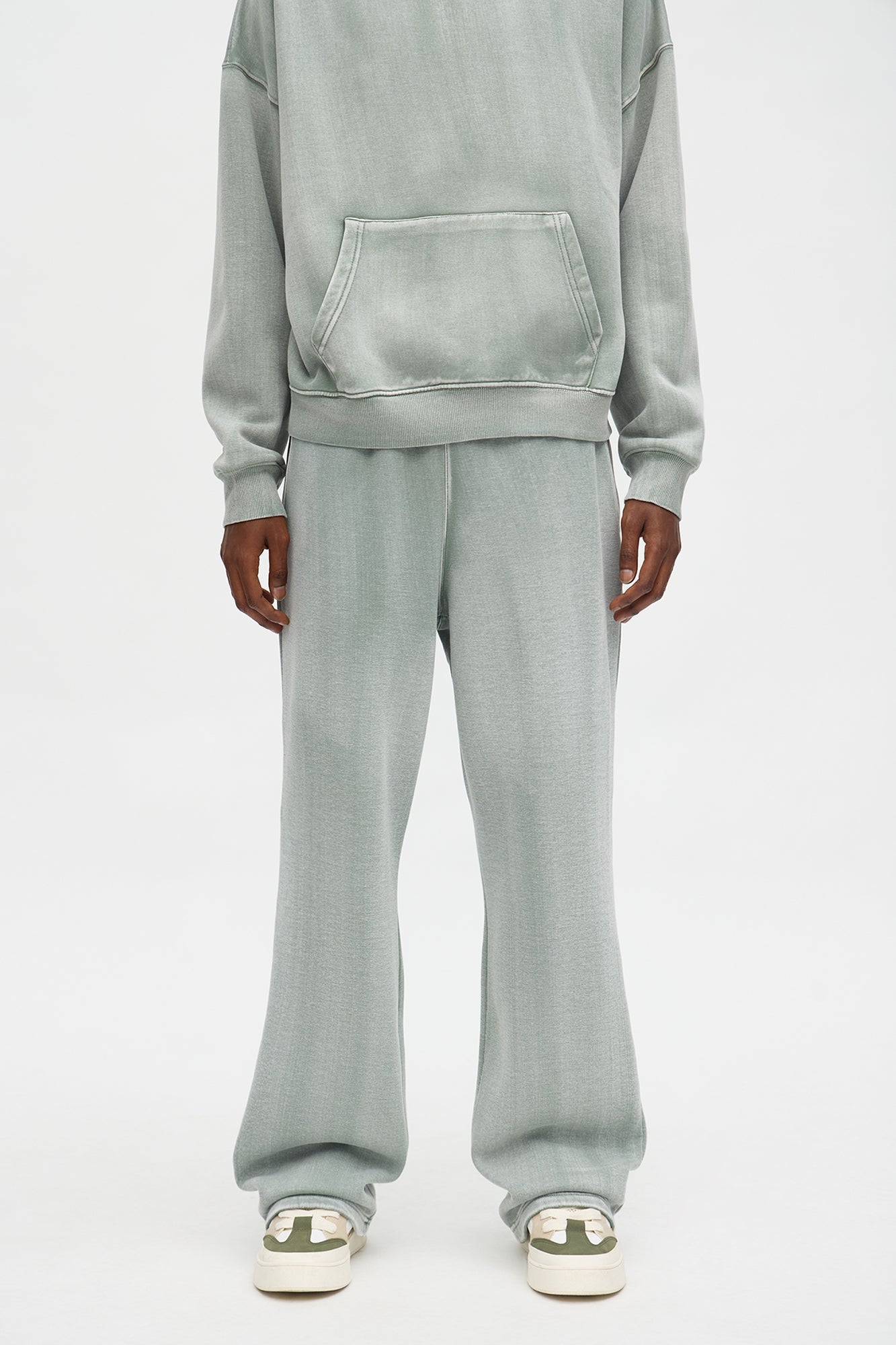 Acid Wash Heavyweight Slim Flare Sweatpants - Sage image 1