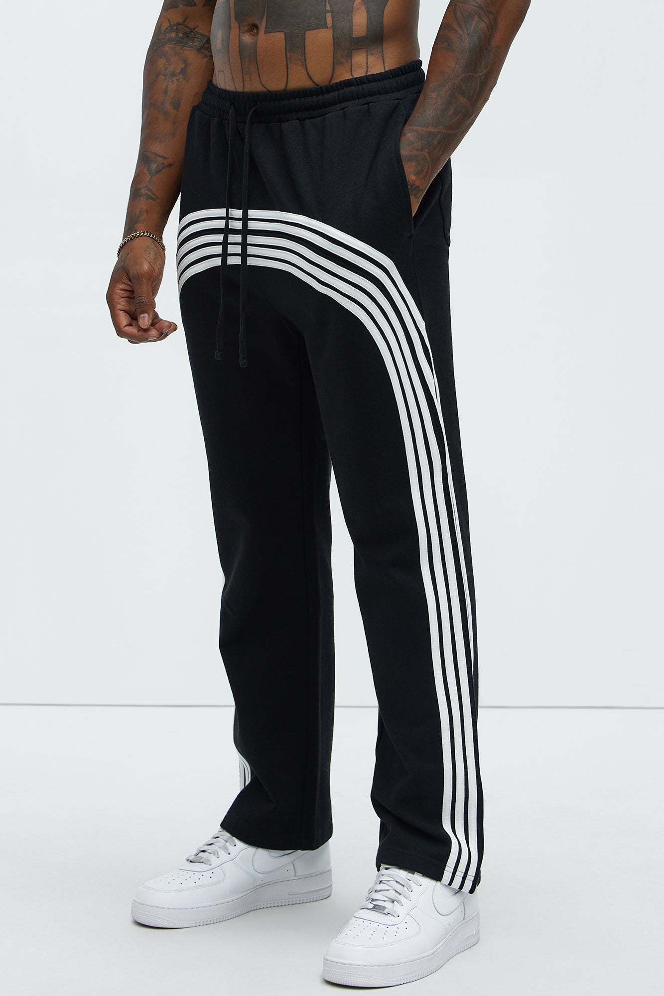 Tyson Race Course Striped Sweatpants - Black image 1