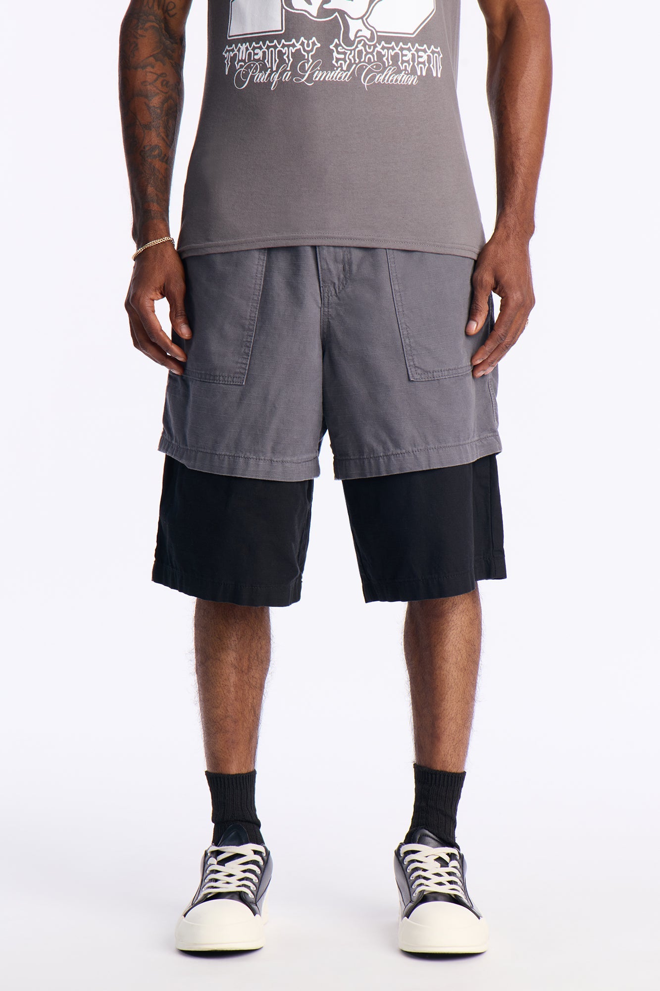 Nostrand Color Blocked Short Bottoms - Grey/Black image 1