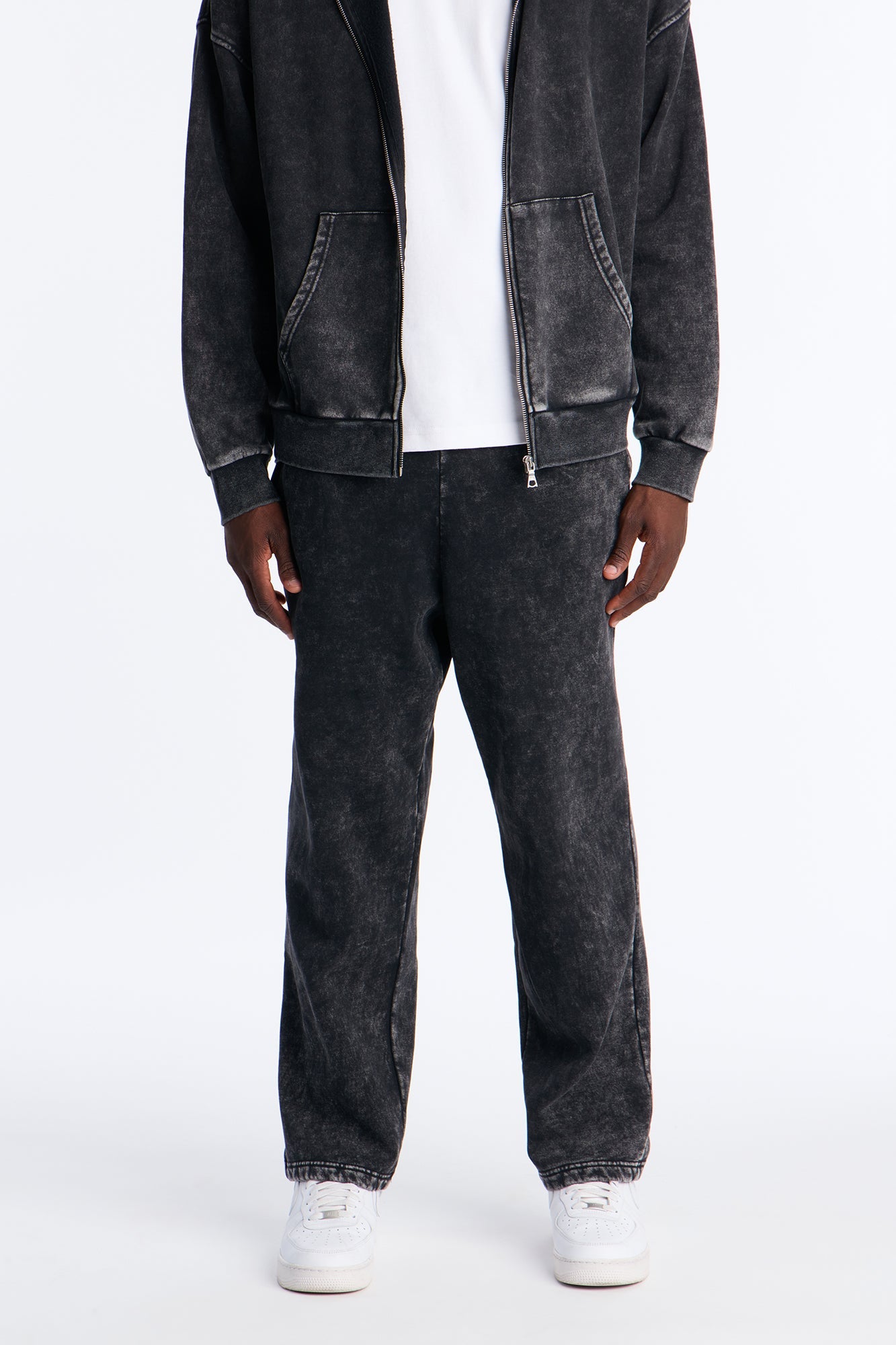 Heavy Wash Straight Sweatpants - Black image 1