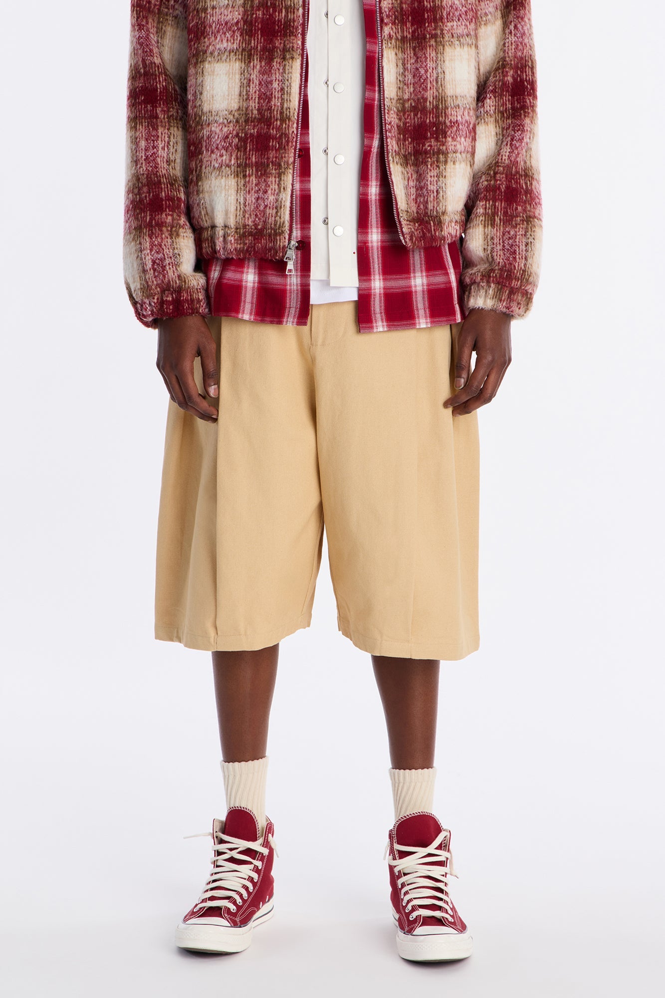 DTLA Deep Double Pleated Trouser Short - Tan image 1