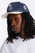 Fear No Evil Faux Suede Structured Snapback Hat - Navy/combo image 1