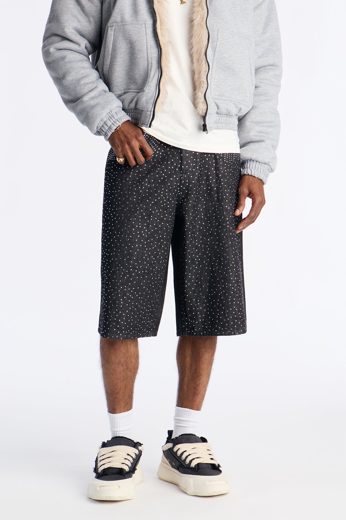 Baggy All Gem Denim Short - Black image 1