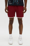 Retro Color Blocked Casual Short - Burgundy/combo image 1