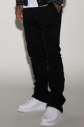 Tyson Back Zipper Skinny Flared Sweatpants - Black image 1