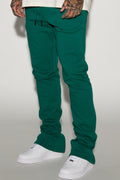 Tyson Back Zipper Skinny Flared Sweatpants - Green image 1