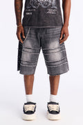 Baggy On My Fray Chain Denim Short - Black Wash image 1