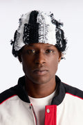 Color Block Knitted Cuff Beanie - Black/White image 1