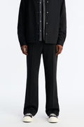 Structured Fleece Pintuck Slim Flare Sweatpants - Black image 1