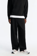 Structured Fleece Wide Leg Sweatpants - Black image 1