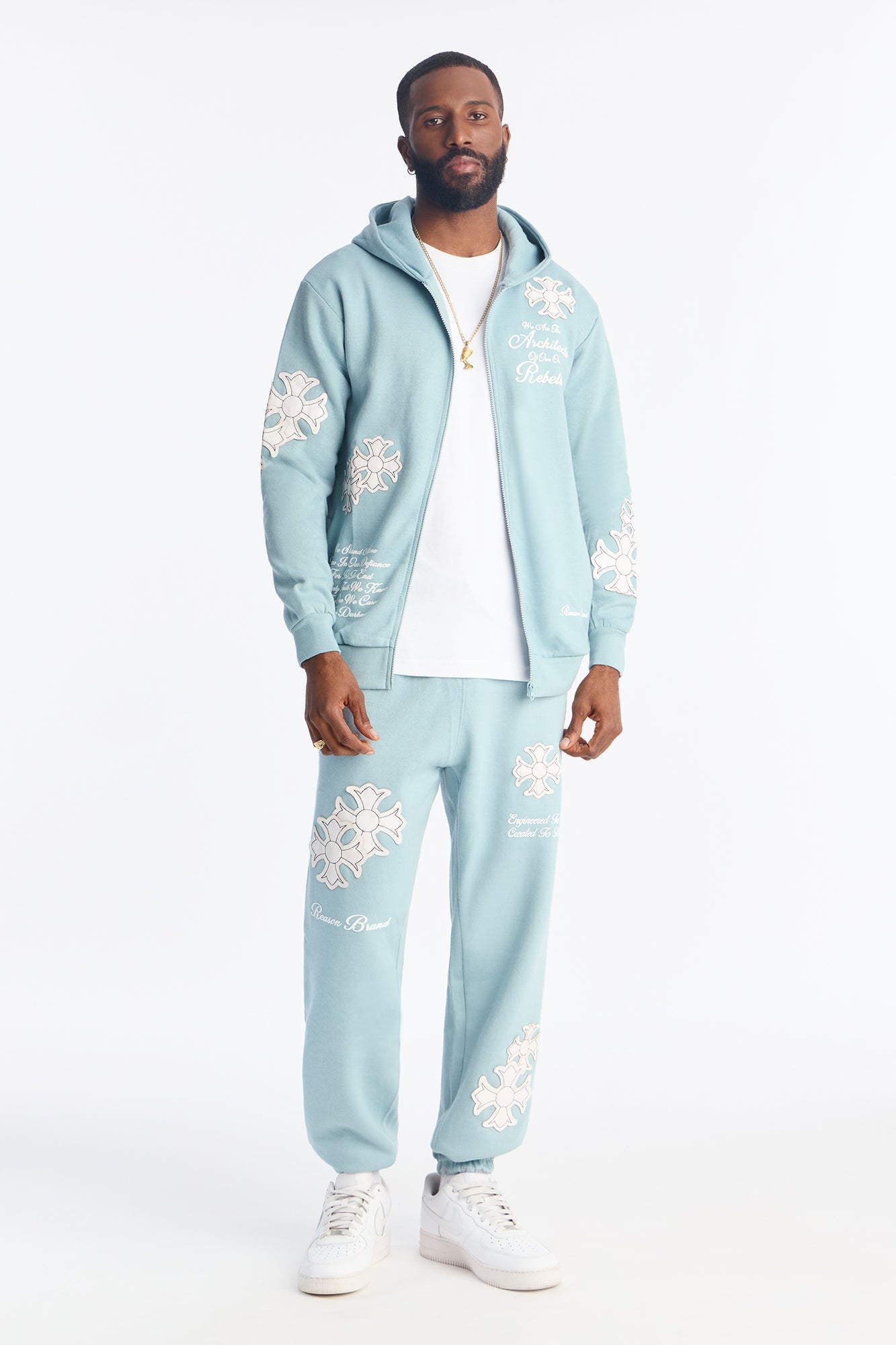 Rebellion Cross Applique Jogger - Light Blue image 1