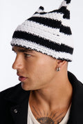 Striped Cat Ears Knit Beanie - Black/combo image 1