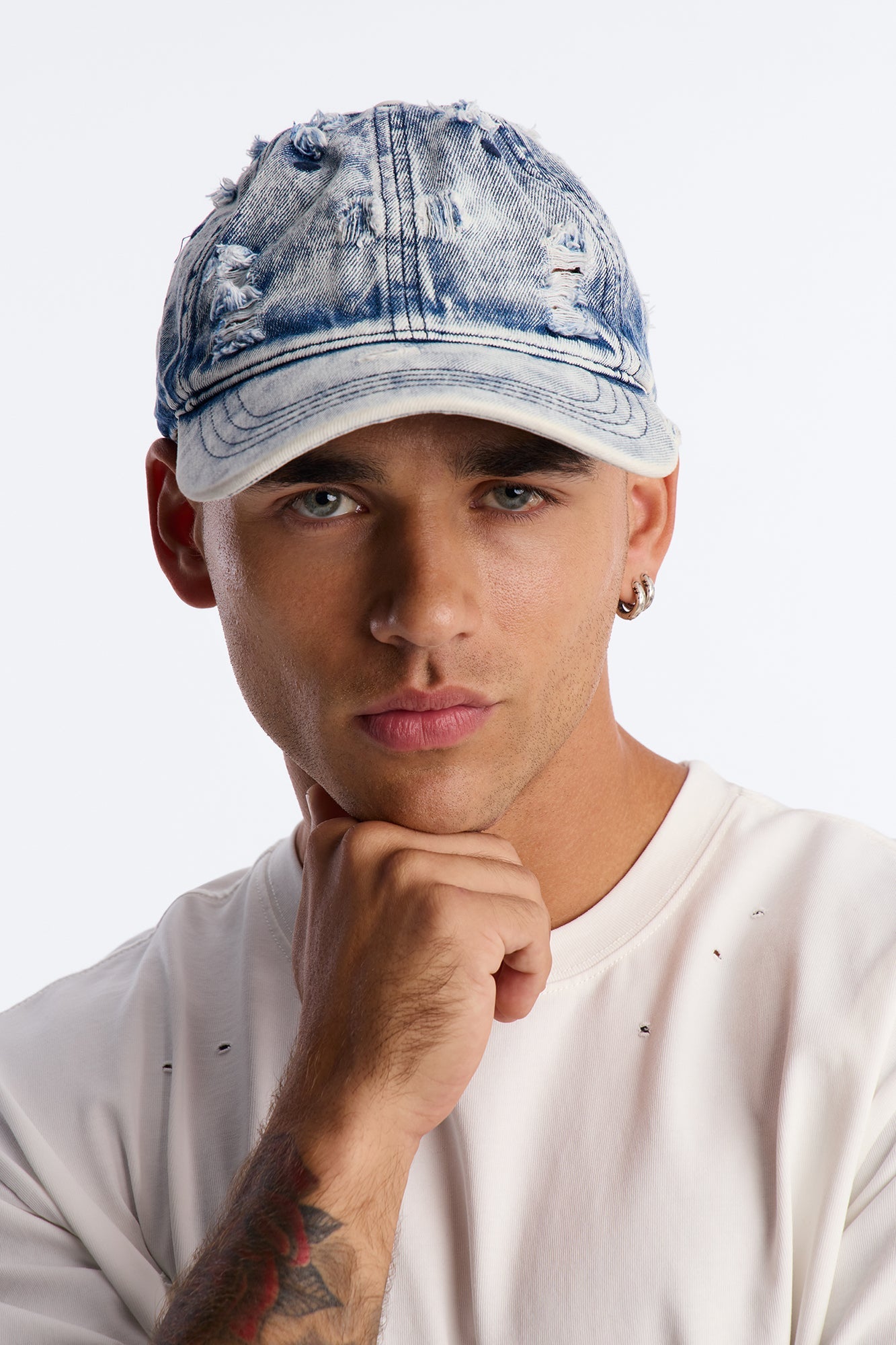 Washed Distressed Baseball Hat - Blue Wash image 1