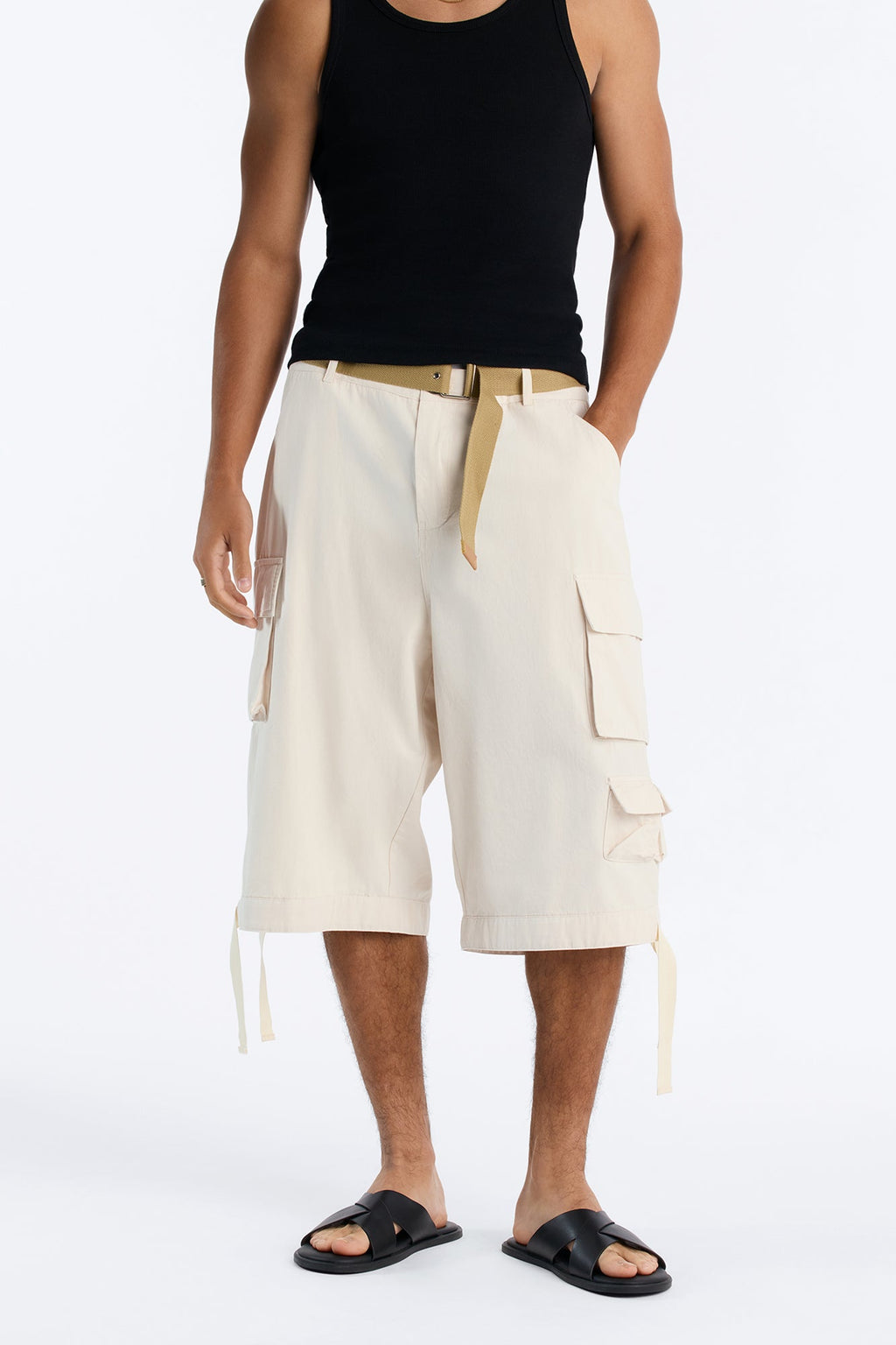 Belted Utility Baggy Cargo Short - Taupe image 2