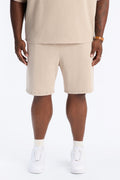 Relaxed Washed Raw Edge Studded Sweatshort - Stone