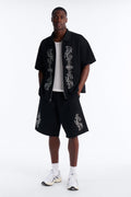 Royalty Pearl Embroidered Baggy Sweatshort - Black image 1