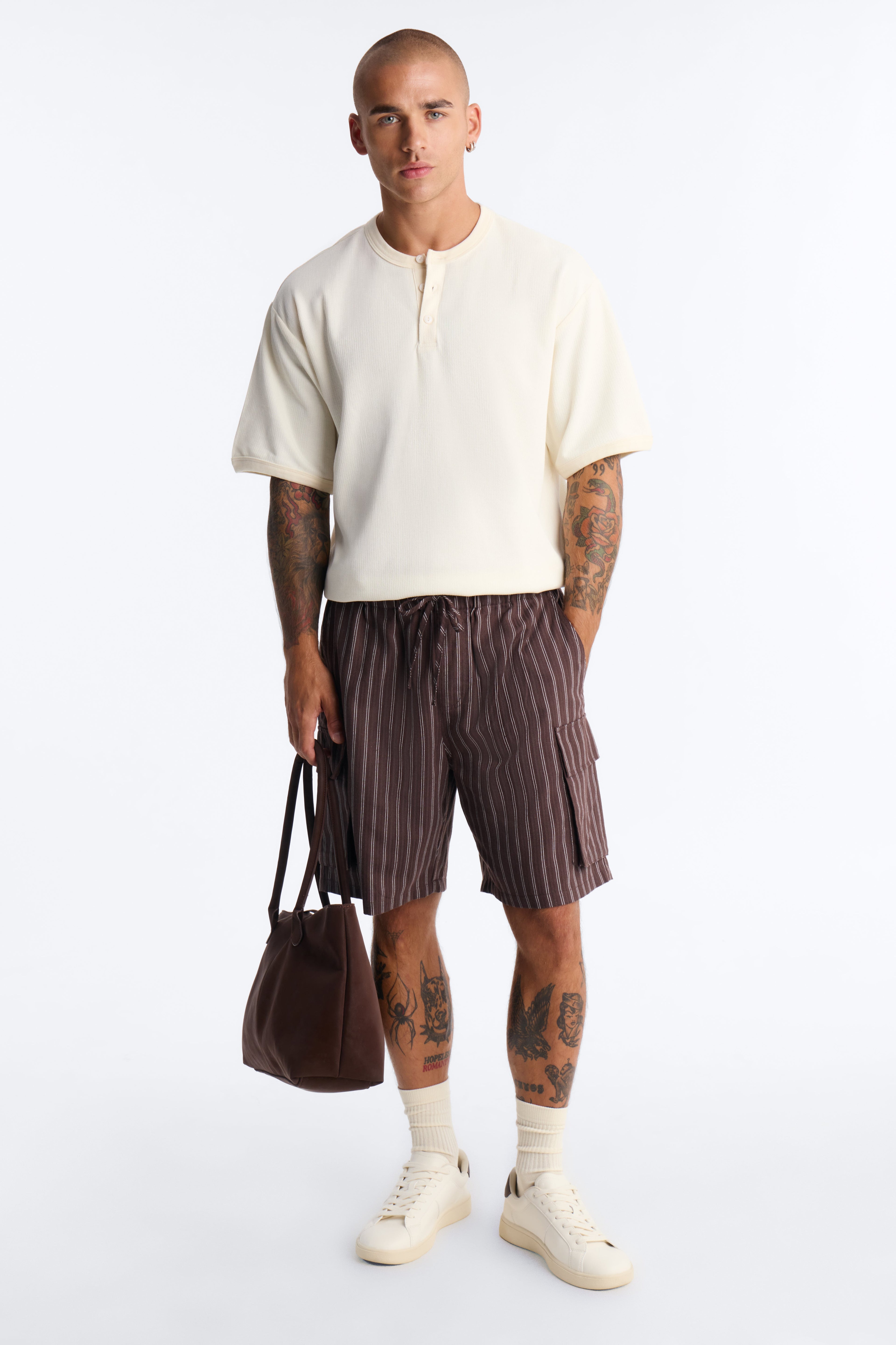 Conner Stripe Relaxed Short - Brown image 1