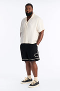 Relaxed Soho Weave Applique Textured Short - Black/combo