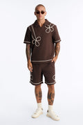 Relaxed Soho Weave Applique Textured Short - Brown/combo image 1